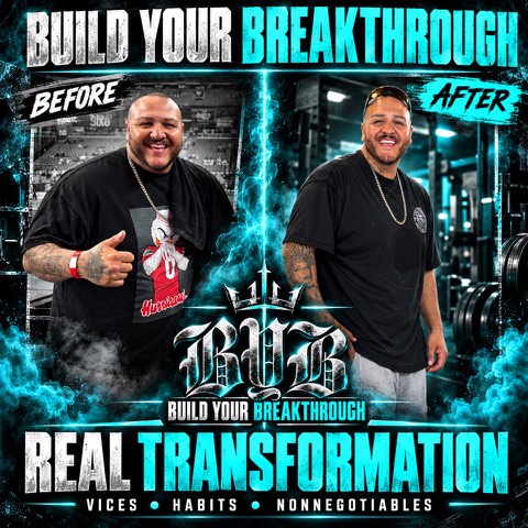 Before and after photos of a Build Your Breakthrough coaching client, transformation 1