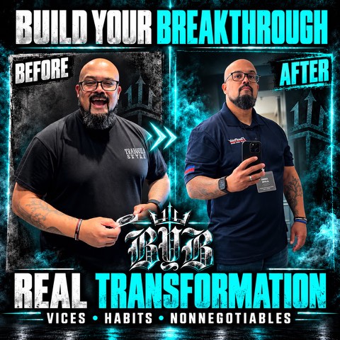 Before and after photos of a Build Your Breakthrough coaching client, transformation 2