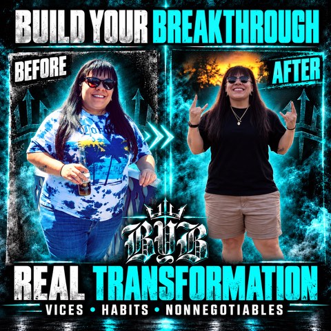 Before and after photos of a Build Your Breakthrough coaching client, transformation 9